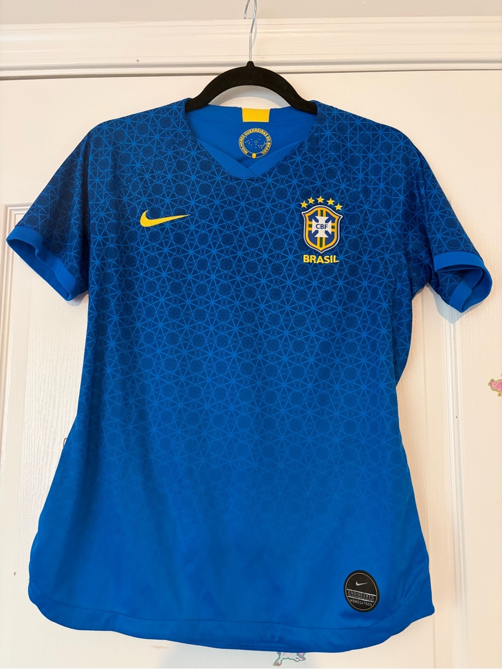 Nike Women’s Fit Blue Brazil National Team Soccer Jersey with Yellow Crest